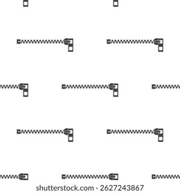 Seamless pattern with zippers. Clothing fastener, texture template. Zipper, wallpaper, monochrome design. Black icons on white background. flat vector illustration