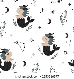 patrón transparente con capricornio zodiaco