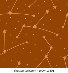 Seamless pattern with zodiac constellations sign Cancer. Vector background.
