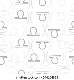Seamless   pattern  of zodiac  motif, doodles, objects, Libra,Pisces signs. Hand drawn.
