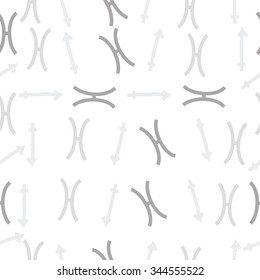 Seamless pattern  of zodiac  motif, doodles, objects, Sagittarius,Pisces signs. Hand drawn.