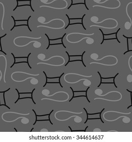 Seamless pattern  of zodiac  motif, doodles, objects, Gemini,Lions signs. Hand drawn.