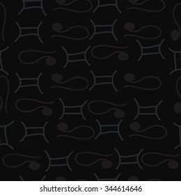 Seamless pattern  of zodiac  motif, doodles, objects, Gemini,Lions signs. Hand drawn.