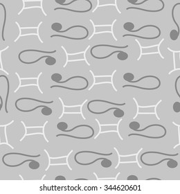 Seamless pattern  of zodiac  motif, doodles, objects, Gemini,Lions signs. Hand drawn.