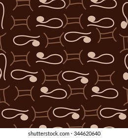Seamless pattern  of zodiac  motif, doodles, objects, Gemini,Lions signs. Hand drawn.