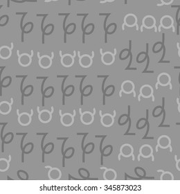 Seamless pattern  of zodiac  motif, doodles, objects, Taurus,Capricorn signs. Hand drawn.