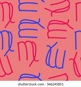 Seamless pattern  of zodiac  motif, doodles, objects,  Virgo signs. Hand drawn.