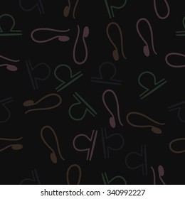 Seamless    pattern  of zodiac  motifs, doodles, objects, Lion and Libra signs. Hand drawn.