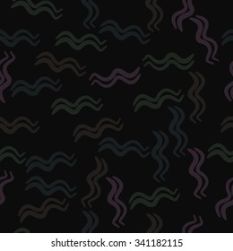 Seamless    pattern  of zodiac  motifs, doodles, objects, Aquarius  sign. Hand drawn.