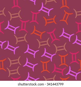 Seamless    pattern  of zodiac  motifs, doodles, objects,Gemini  signs. Hand drawn.