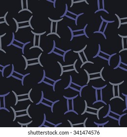 Seamless    pattern  of zodiac  motifs, doodles, objects,Gemini  signs. Hand drawn.