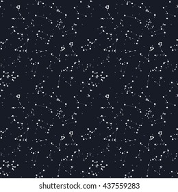 Seamless Pattern. Zodiac Sign of the Beautiful Bright Stars on Cosmic Sky Background. EPS10