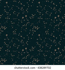 Seamless Pattern. Zodiac Sign of the Beautiful Bright Stars on Cosmic Sky Background. EPS10