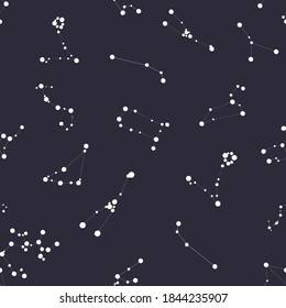 Seamless Pattern with Zodiac Sign and Stars on Cosmic Sky Background. Vector Illustration EPS10