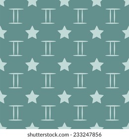 Seamless pattern with zodiac sign and stars
