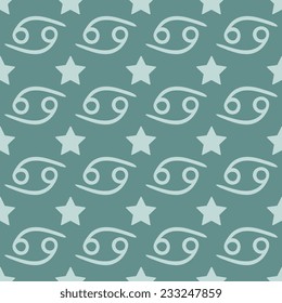 Seamless pattern with zodiac sign and stars