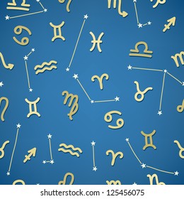 Seamless pattern with zodiac signs