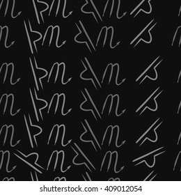 Seamless   pattern of zodiac signs, doodles, libra, scorpio,object. Hand drawn.