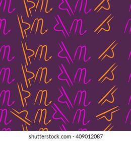 Seamless   pattern of zodiac signs, doodles, libra, scorpio,object. Hand drawn.