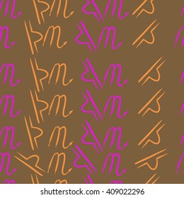 Seamless   pattern of zodiac signs, doodles, libra, scorpio,object. Hand drawn.