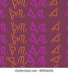 Seamless   pattern of zodiac signs, doodles, libra, scorpio,object. Hand drawn.