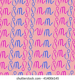 Seamless  pattern of zodiac signs, doodles, object, scorpio,lions. Hand drawn.