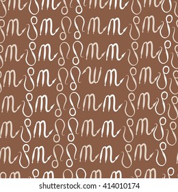 Seamless  pattern of zodiac signs, doodles, object, scorpio,lions. Hand drawn.