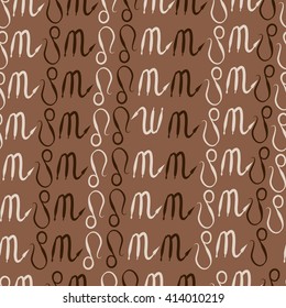 Seamless  pattern of zodiac signs, doodles, object, scorpio,lions. Hand drawn.