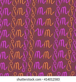 Seamless  pattern of zodiac signs, doodles, object, scorpio,lions. Hand drawn.