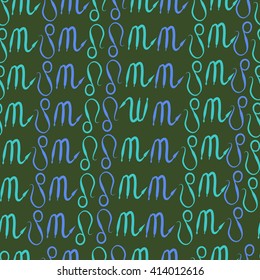 Seamless  pattern of zodiac signs, doodles, object, scorpio,lions. Hand drawn.
