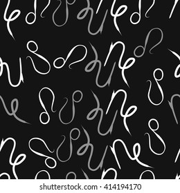 Seamless   pattern of zodiac signs, doodles, object,capricorn ,lions. Hand drawn.