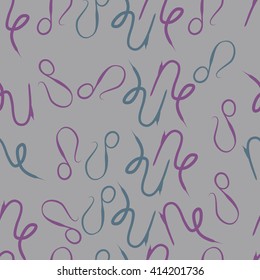 Seamless   pattern of zodiac signs, doodles, object,capricorn ,lions. Hand drawn.