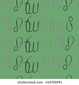 Seamless  pattern of zodiac signs, doodles, object,virgo,lions. Hand drawn.