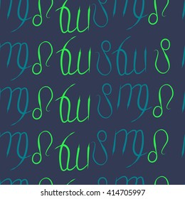 Seamless  pattern of zodiac signs, doodles, object,virgo,lions. Hand drawn.