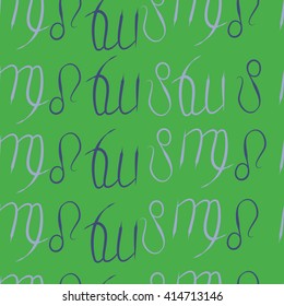 Seamless  pattern of zodiac signs, doodles, object,virgo,lions. Hand drawn.