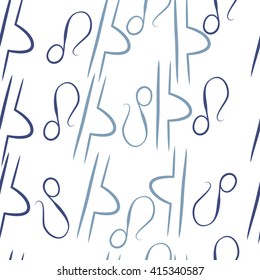 Seamless  pattern of zodiac signs, doodles, object,libra,lions. Hand drawn.
