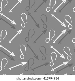 Seamless  pattern of zodiac signs, doodles, object,sagittarius,lions. Hand drawn.