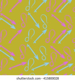 Seamless  pattern of zodiac signs, doodles, object,sagittarius,lions. Hand drawn.