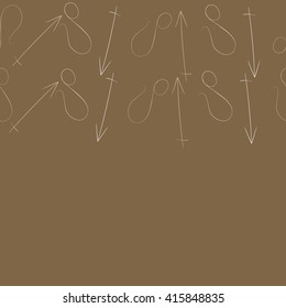 Seamless  pattern of zodiac signs, doodles, object,sagittarius,lions. Hand drawn.