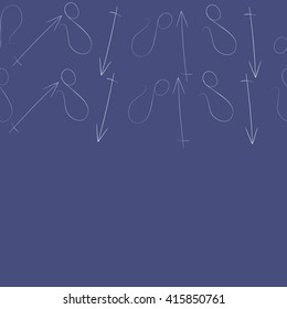 Seamless  pattern of zodiac signs, doodles, object,sagittarius,lions. Hand drawn.