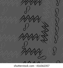 Seamless  pattern of zodiac signs, doodles, object,aquarius,lions. Hand drawn.