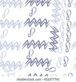Seamless  pattern of zodiac signs, doodles, object,aquarius,lions. Hand drawn.