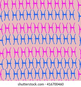 Seamless pattern of zodiac signs, doodles, object,pisces. Hand drawn.