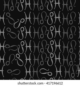 Seamless pattern of zodiac signs, doodles, object,pisces,lions. Hand drawn.
