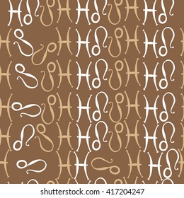 Seamless pattern of zodiac signs, doodles, object,pisces,lions. Hand drawn.