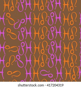 Seamless pattern of zodiac signs, doodles, object,pisces,lions. Hand drawn.