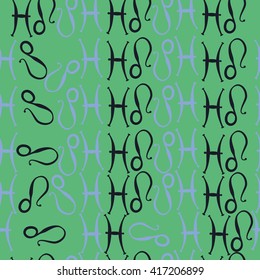 Seamless pattern of zodiac signs, doodles, object,pisces,lions. Hand drawn.