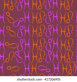 Seamless pattern of zodiac signs, doodles, object,pisces,lions. Hand drawn.