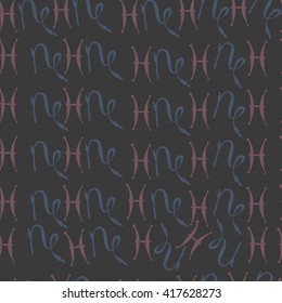 Seamless  pattern of zodiac signs, doodles, object,pisces,capricorn. Hand drawn.