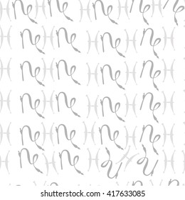 Seamless  pattern of zodiac signs, doodles, object,pisces,capricorn. Hand drawn.